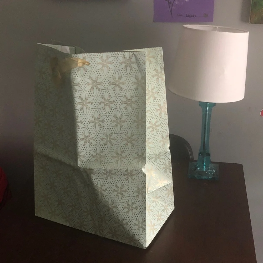 🛍️ Hallmark Gold and Mint Floral Gift Bag